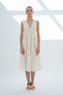 V NECK MIDI DRESS CREAM - Barrus London